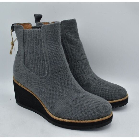 Sofft Womens Size 9 Eiley Grey Knit Water Resistant Platform Wedge Boots - Picture 3 of 9